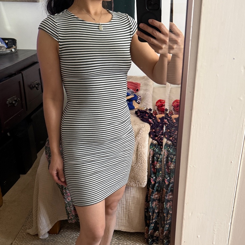 3/$25 Teeze Me Black and White Striped Mini Dress